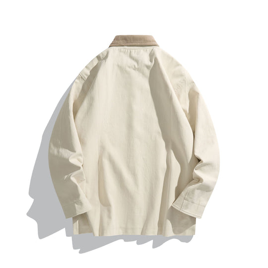 Unisex Kurz geschnittener Boxy-Canvas-Blouson mit Cordkragen, Druckknopffront und Utility‑Pattentaschen Shop Nory