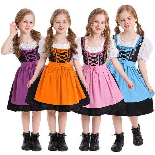 Damen nan trachtiges Dirndlkleid mit geschnürtem Mieder, Puffärmeln und abnehmbarer Schürze Shop Nory