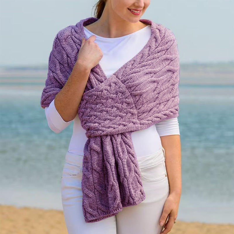 Damen Strickschal mit Zopfmuster & Vielseitigem Tragekomfort