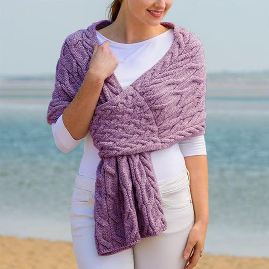 Damen Strickschal mit Zopfmuster & Vielseitigem Tragekomfort