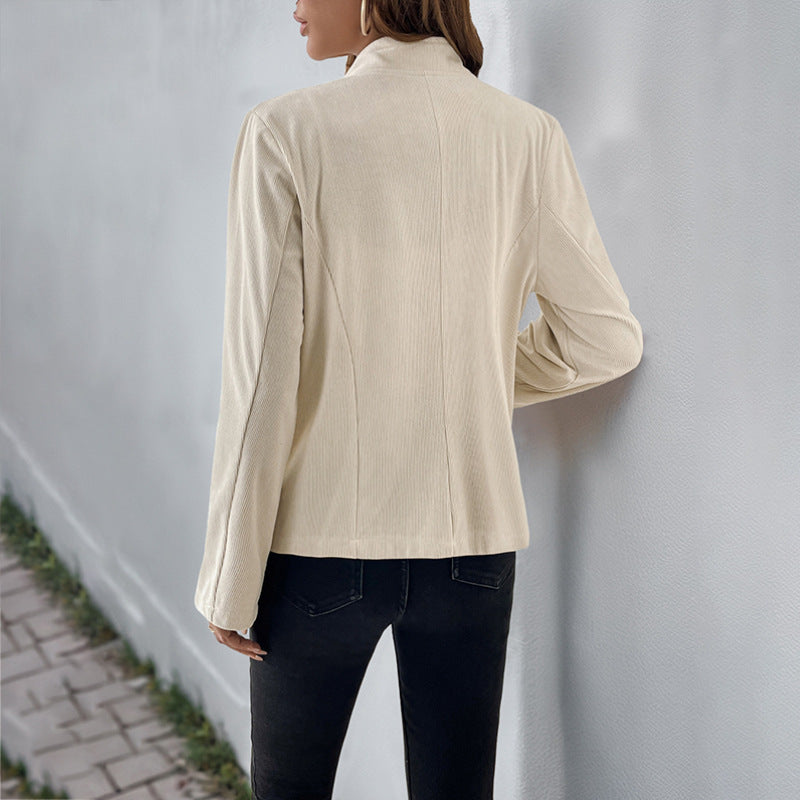 Damen elegante Jacke mit Stehkragen und zwei Taschen Shopnory