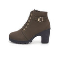Damen Stiefeletten mit Blockabsatz und Schnürung