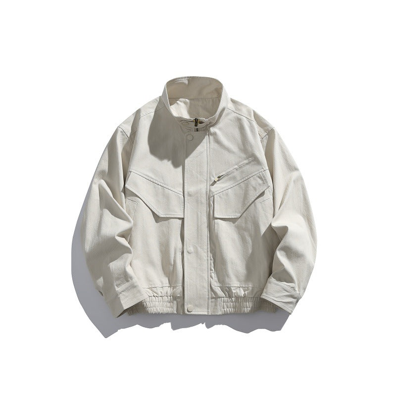 Herren Oversized Canvas-Fieldblouson mit Utility‑Taschen und Stehkragen Shop Nory