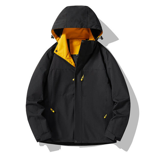 Herren Minimalistische technische Kapuzen-Softshelljacke mit mattem Finish und verdeckten Reißverschlüssen Shop Nory