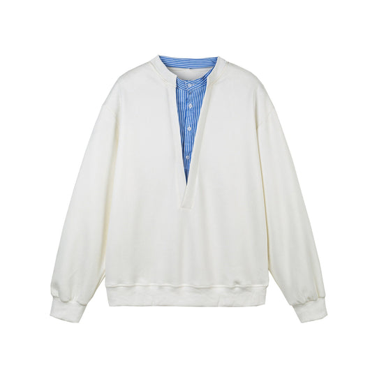 Damen Cropped Oversize‑Sweatshirt mit integriertem Hemdblusen‑Einsatz und V‑Ausschnitt Shop Nory