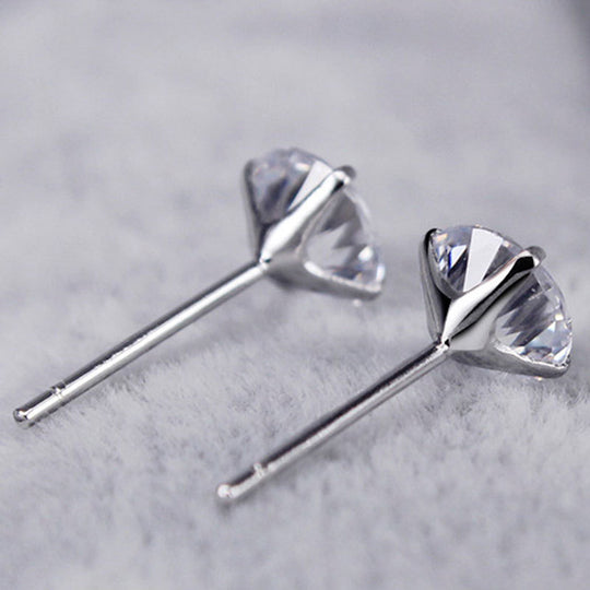 Feine Zirkonia Ohrstecker mit Krappenfassung Sterlingsilber