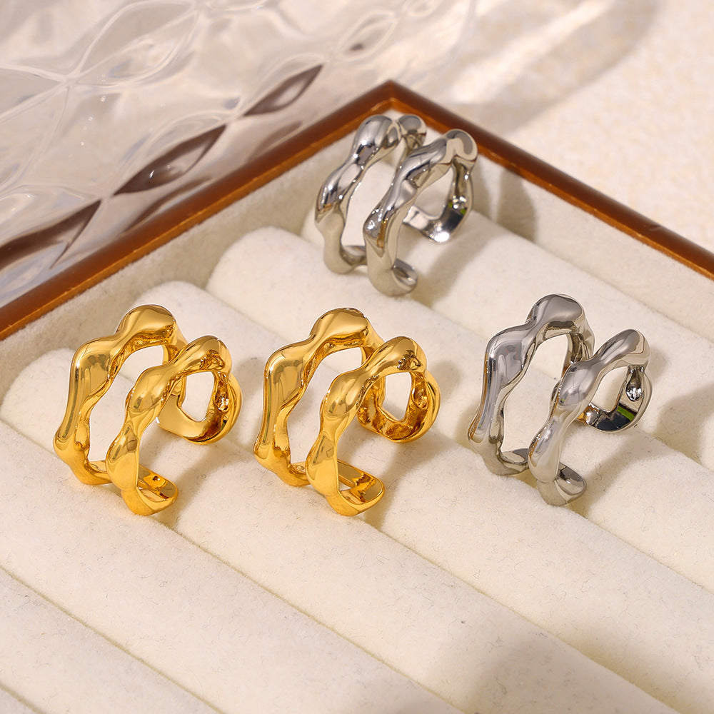 Damen Offener Ring mit modernem, geschwungenem Design aus hochwertigem Kupfer Shop Nory
