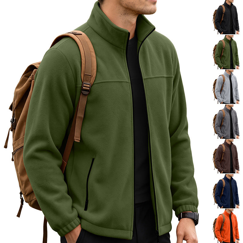 Herren Leichte Outdoor-Fleecejacke mit Stehkragen und Reißverschlusstaschen Shop Nory
