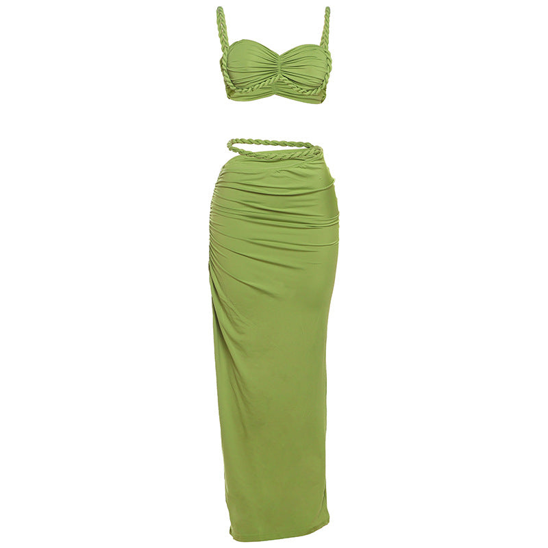 Damen Oberteil und Maxi Rock Set