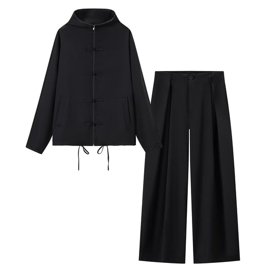 Damen leichte Boxy-Jacke mit Stehkragen, Zipper-Front, Kordelzug und dekorativen Knotenverschlüssen Shop Nory