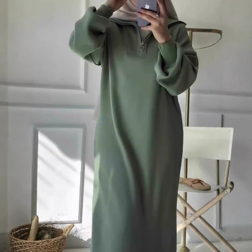 Damen Kapuzenkleid mit Reißverschluss und lässigem Schnitt