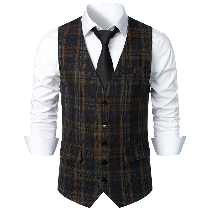 Herren klassische Karoveste mit elegante Schnitt und praktischen Taschen Shopnory