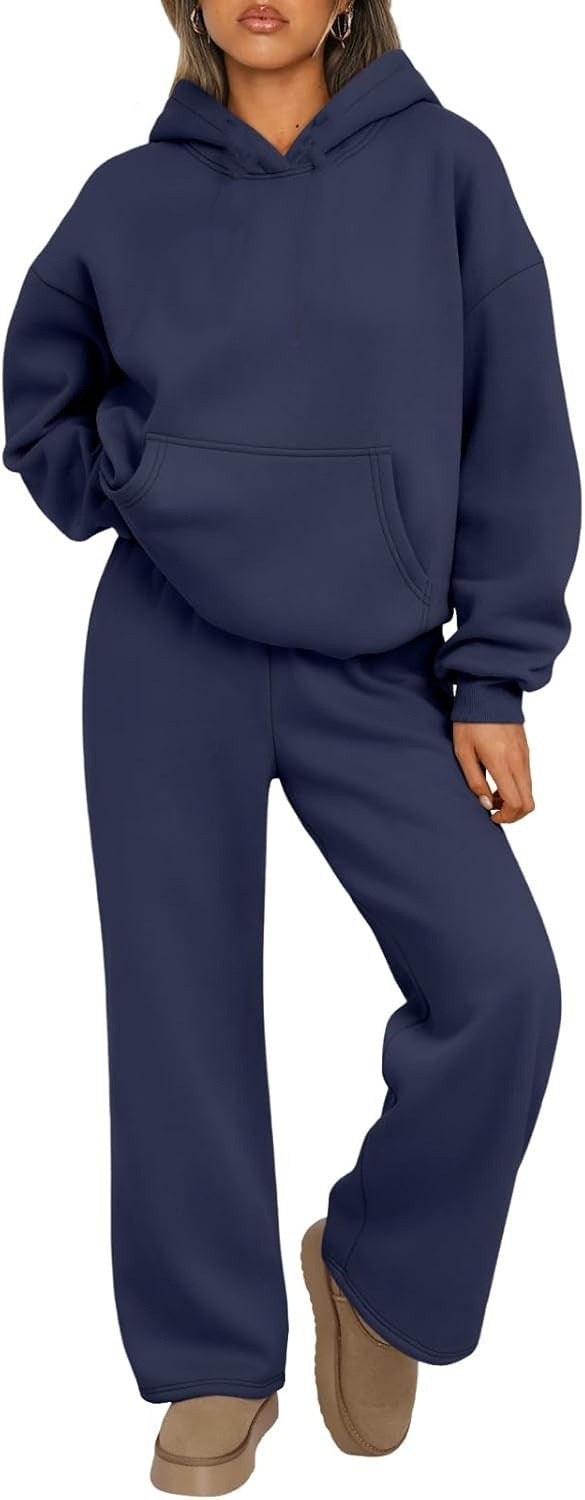 Damen nan Cozy-Loungewear-Set mit oversized Kapuzenpullover, Kängurutasche und weiten Palazzo-Jogginghose Shop Nory