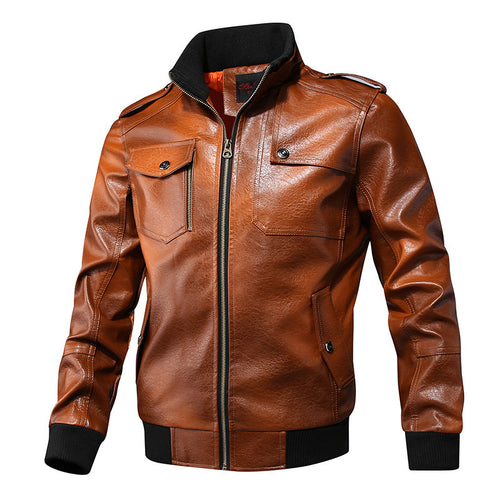 Herren Kunstleder-Flightblouson mit Schulterepauletten, Brusttaschen und gerippten Bündchen Shop Nory