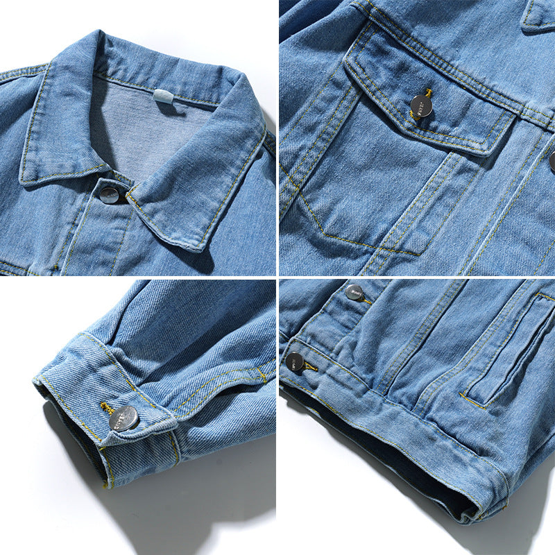 Unisex Oversize-Jeansjacke aus robustem Denim mit Druckknopfleiste Shop Nory