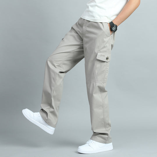 Herren Robuste Canvas-Cargohose mit geradem Bein, Knieabnähern & Klappentaschen Shop Nory