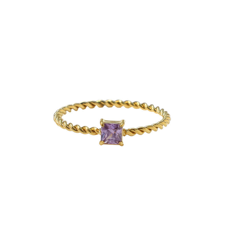 Damen Zarter und gedrehter Ring mit funkelndem Stein Shop Nory