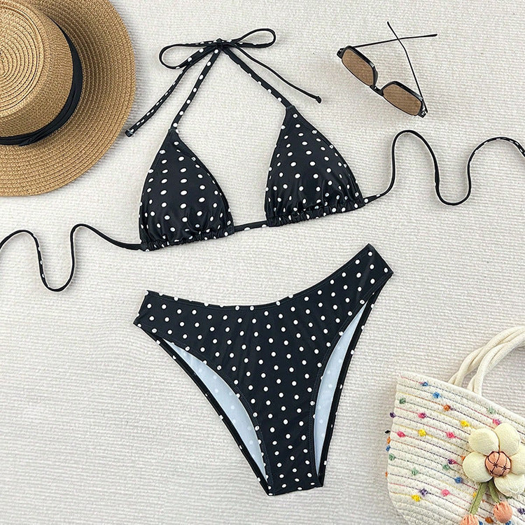Damen Triangel-Bikini mit dekorativen Punkten Shopnory