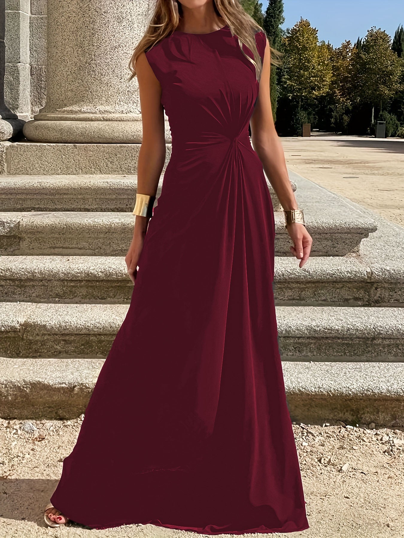 Damen Maxikleid mit Elegantem Knoten-Detail und Fließendem Schnitt
