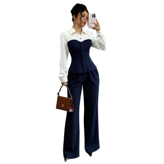 Damen Eleganter Blazer mit hochgeschnittenem Hosenanzug Shop Nory