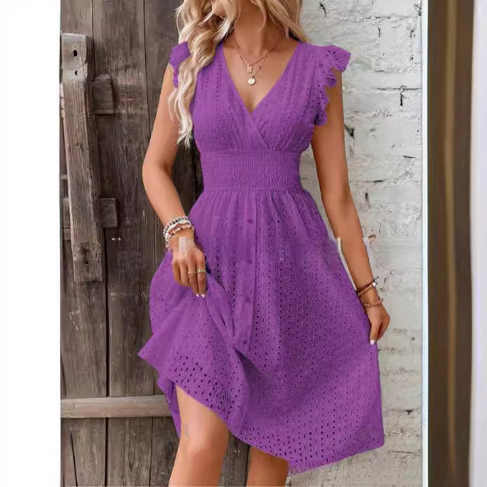 Damen Sommerkleid mit eleganten Spitzenärmeln