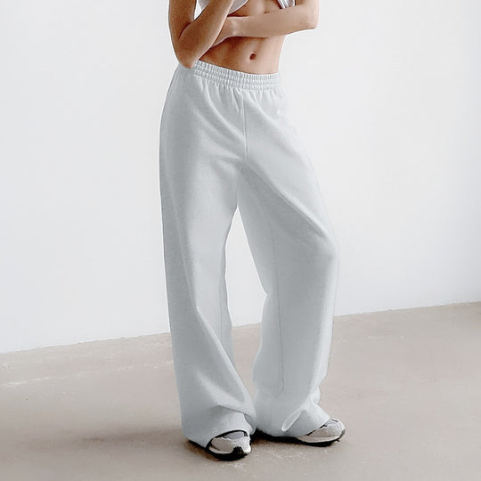 Damen nan weite Loungehose aus French Terry mit hohem Komfortbund, seitlichen Eingrifftaschen und fließendem Bein Shop Nory