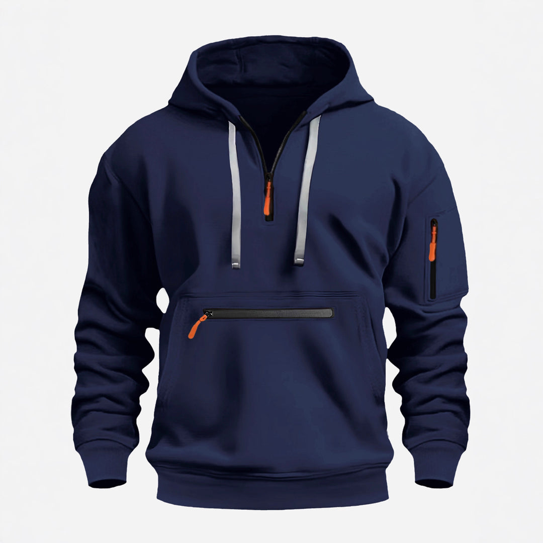 Herren Kapuzenpullover mit Halbzip, Kängurutasche und verdeckten Reißverschlüssen Shop Nory