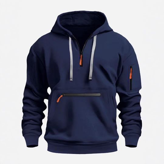 Herren Kapuzenpullover mit Halbzip, Kängurutasche und verdeckten Reißverschlüssen Shop Nory