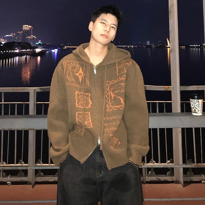 Herren Modischer Kunstfaser-Hoodie mit Reißverschluss Shop Nory