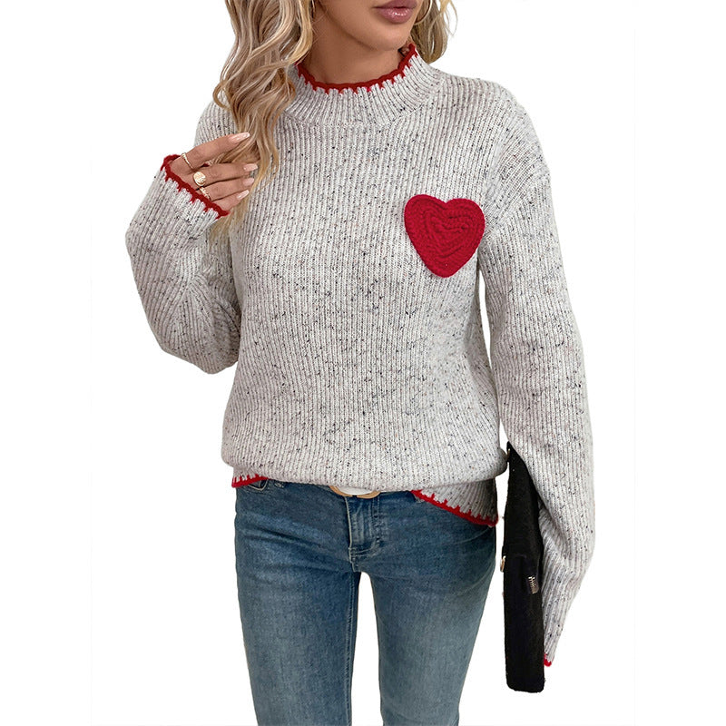 Damen Gemütlicher Pullover mit Herzen Shop Nory