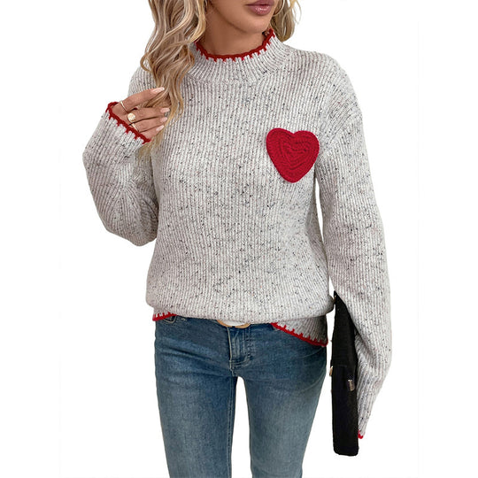 Damen Gemütlicher Pullover mit Herzen Shop Nory