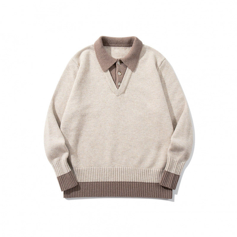 Herren Oversized Feinstrick-Polo mit kontrastbesetztem Hemdkragen und Rippenbündchen Shop Nory