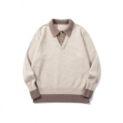 Herren Oversized Feinstrick-Polo mit kontrastbesetztem Hemdkragen und Rippenbündchen Shop Nory