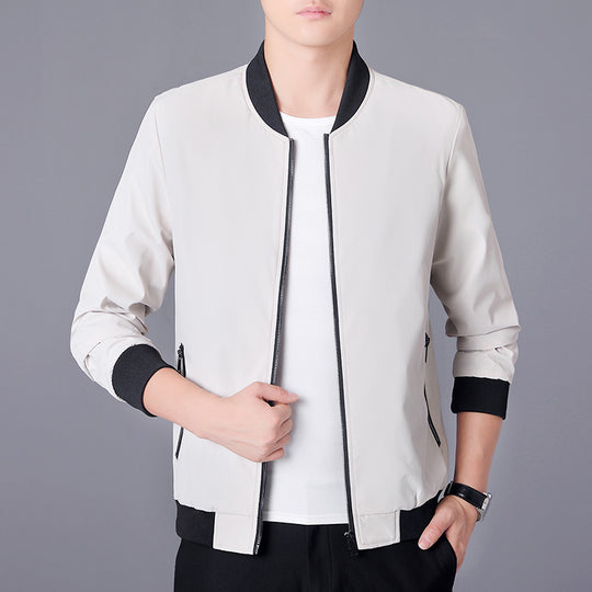 Herren Leichte Casual-Bomberjacke aus Microfaser mit Zwei-Wege-Reißverschluss und Rippbündchen Shop Nory