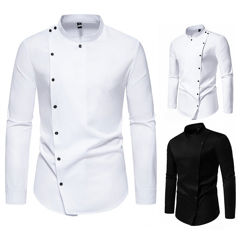 Herren Langarm Hemd mit modernem Knopfdesign