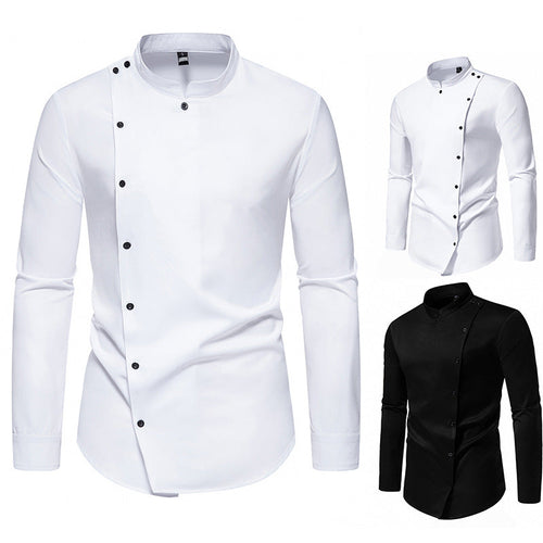 Herren Langarm Hemd mit modernem Knopfdesign