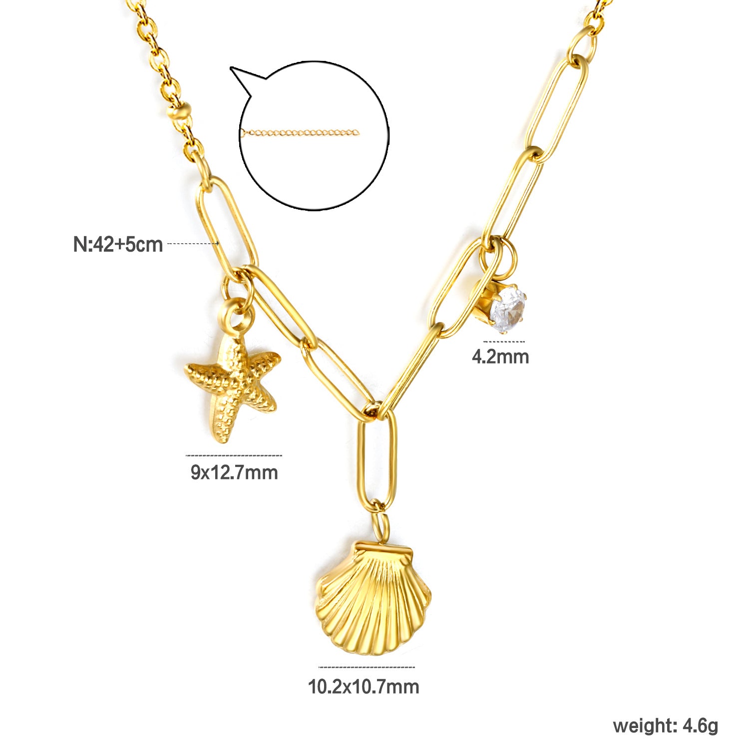 Damen Halskette mit maritimem Muschel- und Sternenanhänger Shop Nory