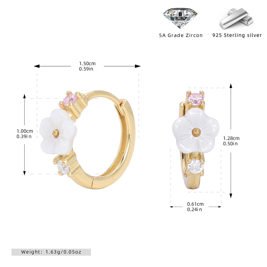 Damen Ohrhänger mit blütenförmigem Design und funkelnden Zirkon-Akzenten Shop Nory