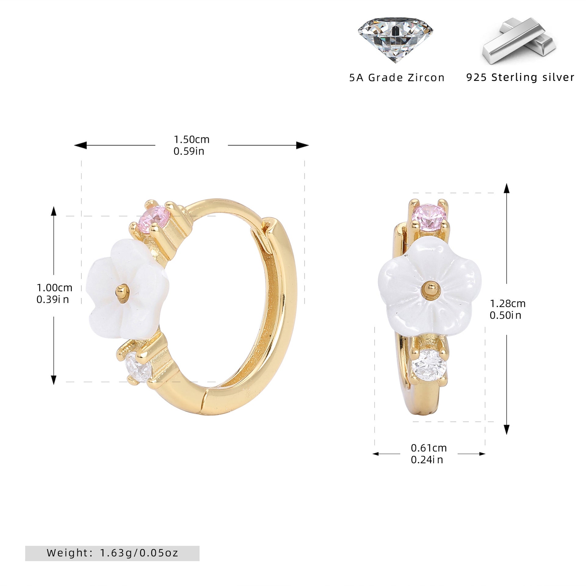 Damen Ohrhänger mit blütenförmigem Design und funkelnden Zirkon-Akzenten Shop Nory