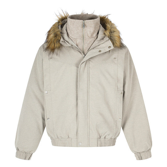 Damen gepolsterte Winterjacke mit abnehmbarer Kunstfellkapuze, hohem Innenkragen und elastischem Saum Shop Nory