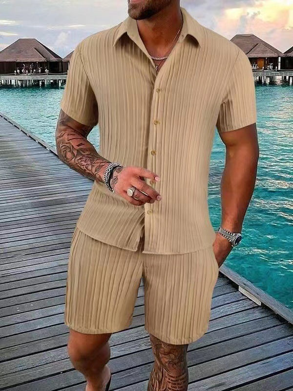 Herren atmungsaktives Sport-Set mit Kurzarm-Hemd und Shorts