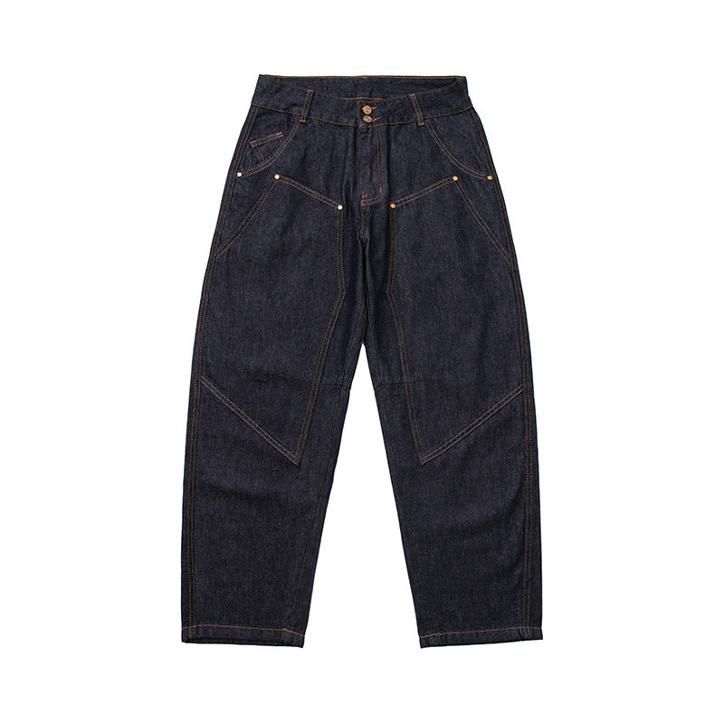 Damen High‑Waist kurzgeschnittene Jeans mit weitem Bein, Einsatznähten und Utility‑Taschen Shop Nory