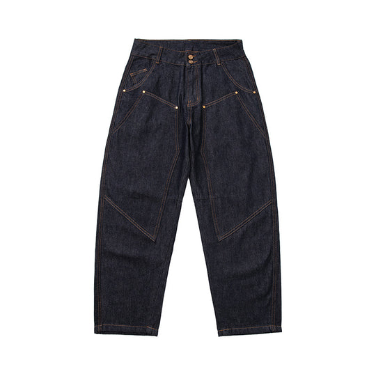 Damen High‑Waist kurzgeschnittene Jeans mit weitem Bein, Einsatznähten und Utility‑Taschen Shop Nory
