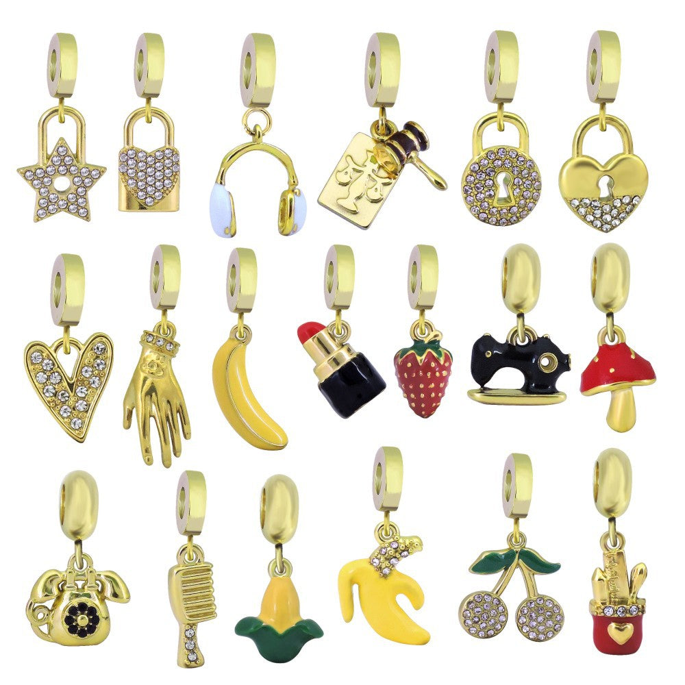 Verspielter Kaktus-Charm Anhänger mit Emaille und Strass