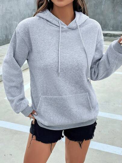 Damen nan cropped Oversize-Hoodie mit tiefer Schulterpartie, Kängurutasche und fleecegefüttertem Innenleben Shop Nory
