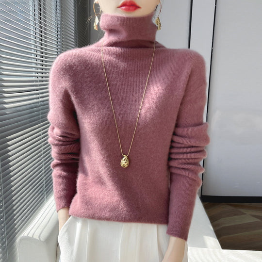 Damen Kurz geschnittener Rollkragenpullover aus weichem Kaschmir-Blend mit schmaler Silhouette Shop Nory