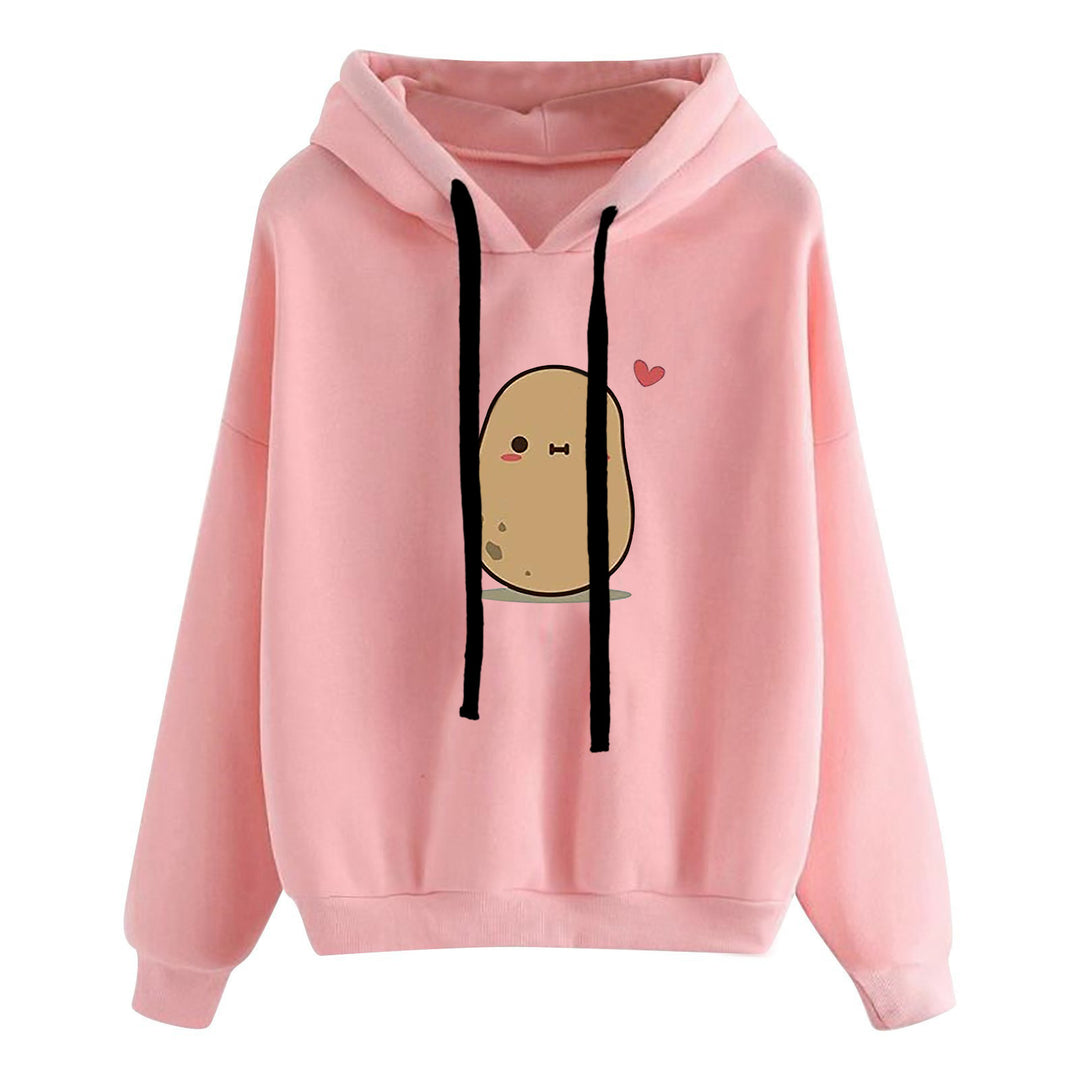 Damen nan lässiger Oversize Kapuzenpullover mit Herz‑und‑Pfotenprint, Kordelzug und gerippten Bündchen Shop Nory