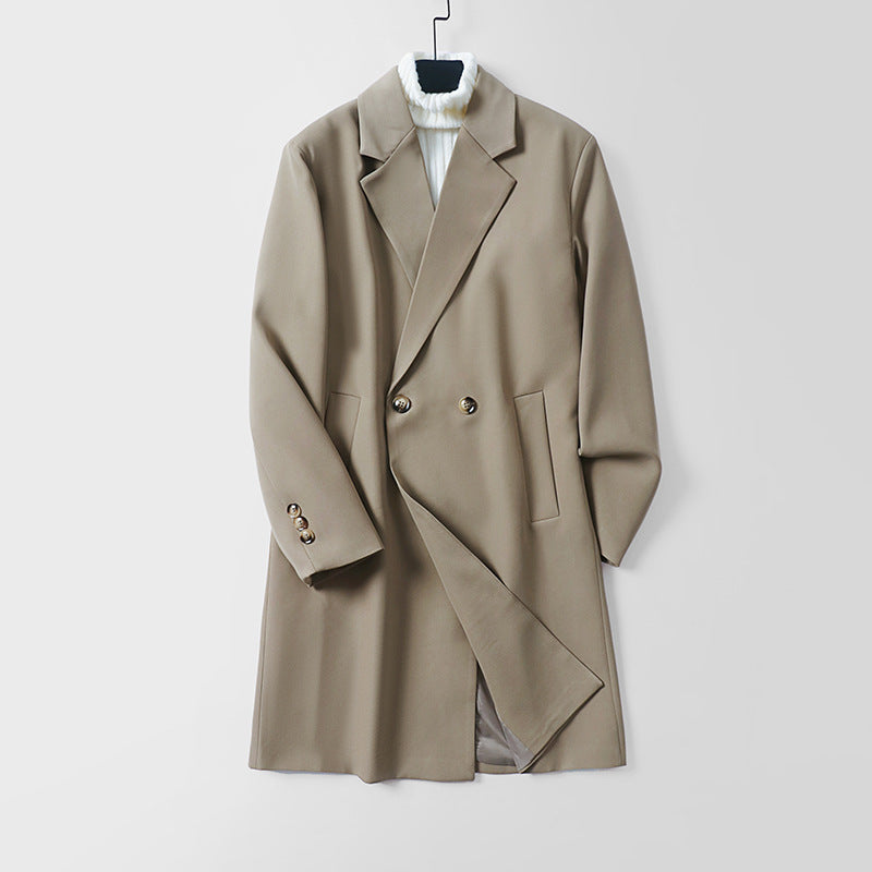 Herren Longline-Mantel im minimalistischen Schnitt mit Schalkragen und zweireihiger Knopfleiste Shop Nory