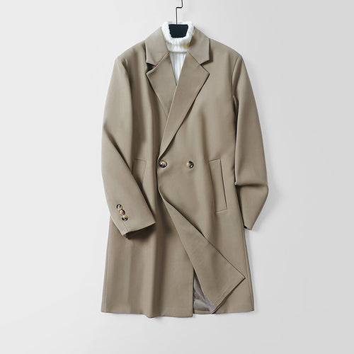 Herren Longline-Mantel im minimalistischen Schnitt mit Schalkragen und zweireihiger Knopfleiste Shop Nory