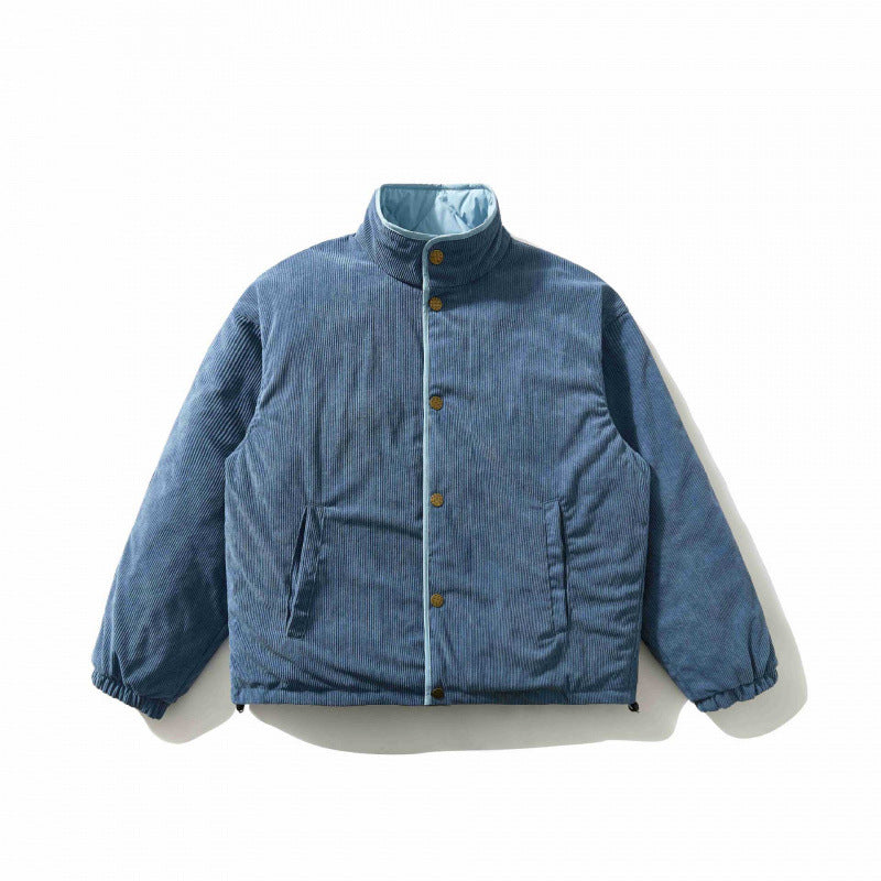 Herren Wattierte Cordjacke mit Stehkragen, Druckknopfverschluss und elastischem Saum Shop Nory